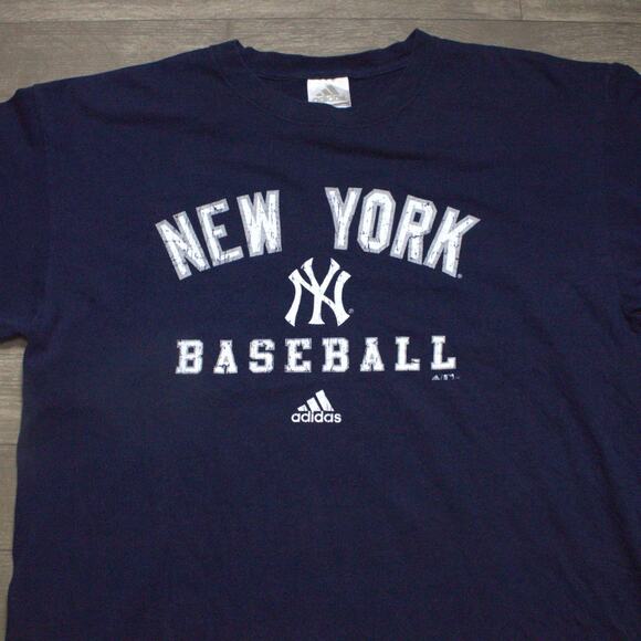 2004 Adidas New York Yankees Baseball T-Shirt L Vtg 00s Y2k Mlb - Picture 1 of 5